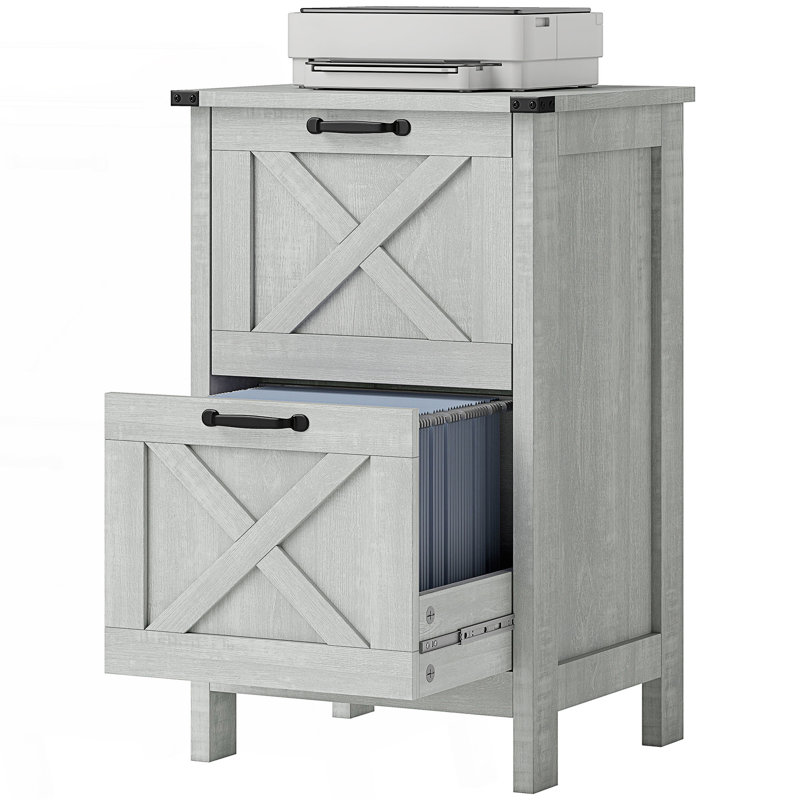 Farmhouse Office Storage Cabinet, File Cabinet With 2 Drawers, Living Room Cabinet