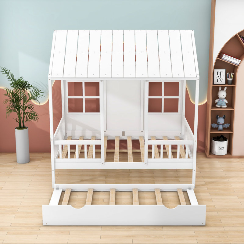 Lit double en bois Merna, Blanc
