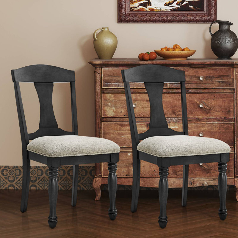 Solid Wood Side Chair (Set Of 2), Black