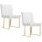Pangea Home Dexter Modern Upholstered Faux/Vegan Leather Dining Side Chair (Set of 2) – Upholstered Dining Chairs with Steel Legs, Contemporary Kitchen & Dining Room Seating - White with Gold Legs-266884704-266883487