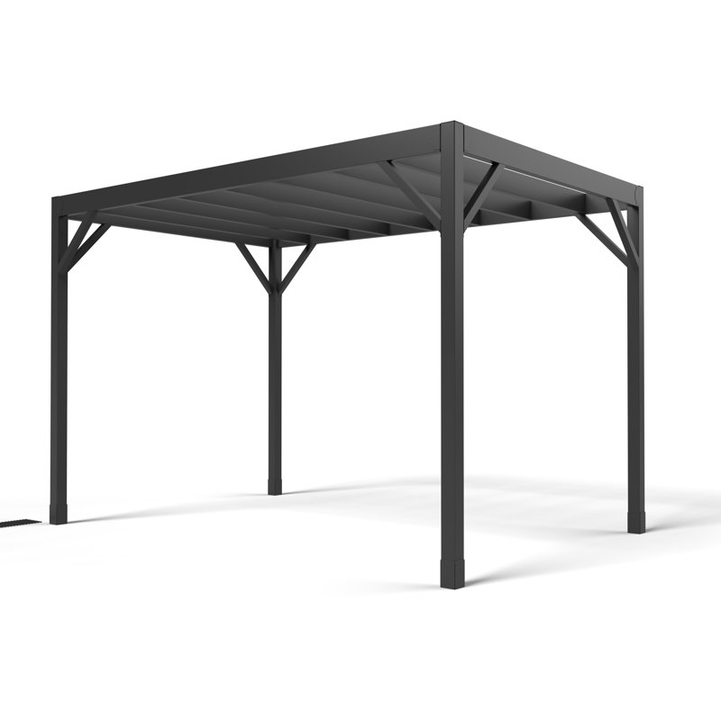 Modern Heavy Duty Black Steel 8 ft x 12 ft Pergola Kit