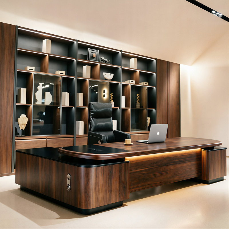 Bureau de direction en L 86,61 po, H 29,53 po x l 86,61 po x P 62,99 po