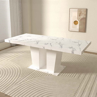 Table de salle à manger extensible pour 6 à 10 personnes avec base piédestal