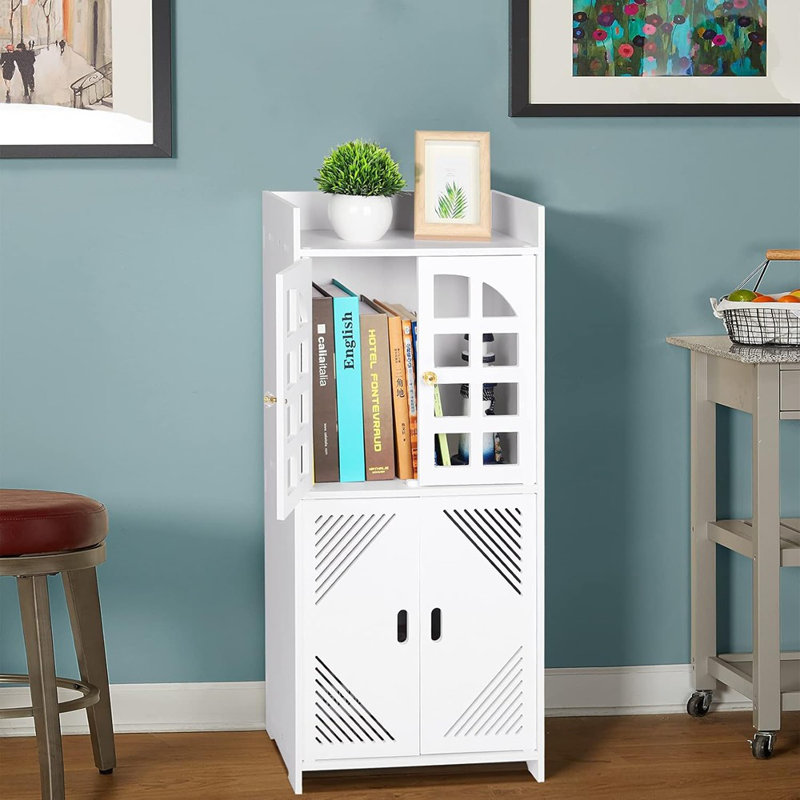 Bathroom Storage Cabinet,corner Free Standing Small Floor Cabinet,storage Unit Organizer With 2 Door And Shelves