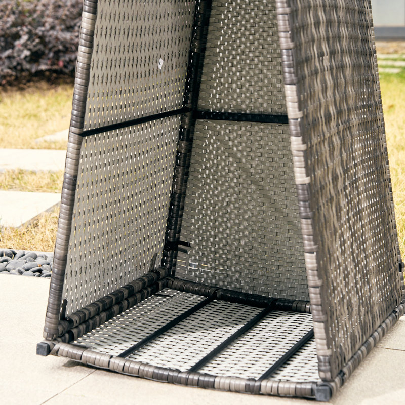 Apphi Outdoor Steel Wicker Side Table - Gray