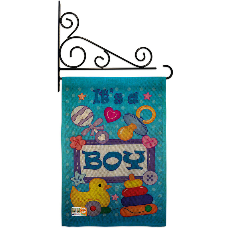 En toile jute 2 faces 19 x 13 po "baby baby family special occasion family ensemble de drapeau