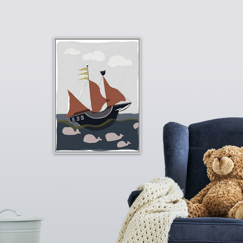 Art sur toile ahoy ii Sikes, H 24 po x l 18 po x P 1,75 po, Cadre flottant blanc