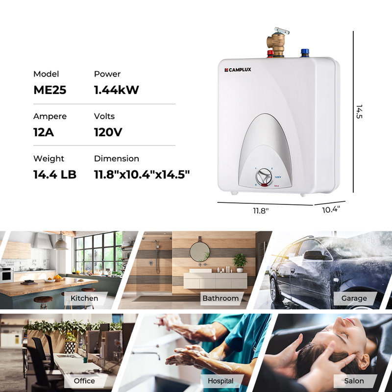 Chauffe-eau instantané 1,44 kW, 2,5 gallons, 120 Volts 