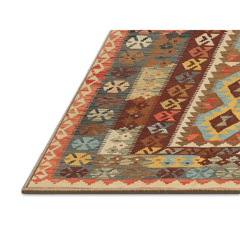 Tapis brun / bleu Southwestern, Rectangle 8 pi x 12 pi