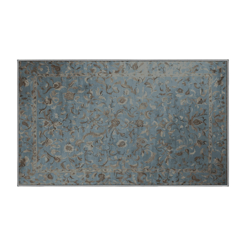 Tapis gris lavable à la machine, Rectangle 7 pi x 10 pi