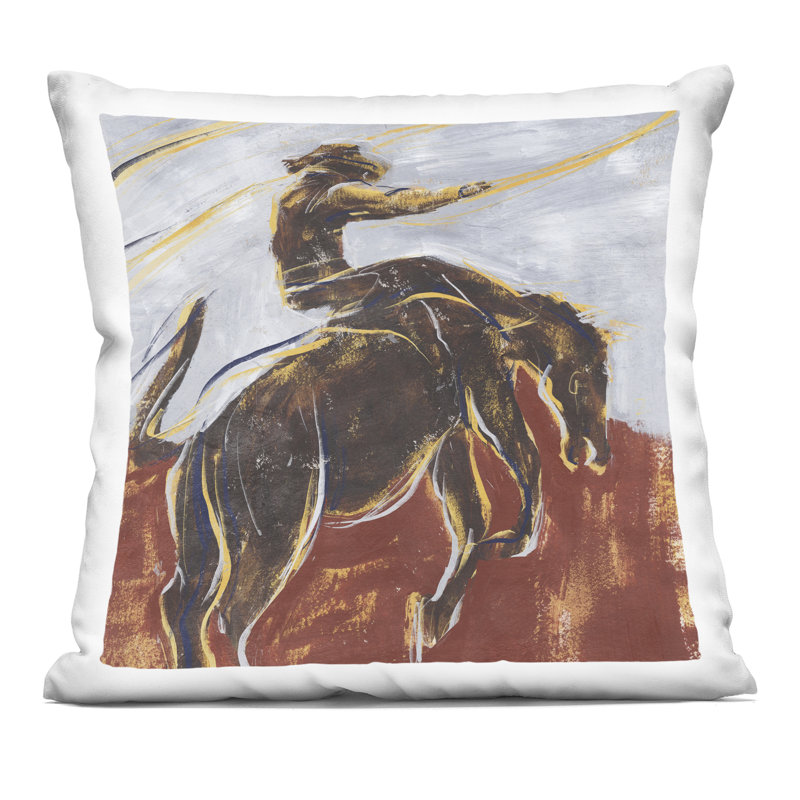 Coussin décoratif Rodeo Cowboy in Earth Tones, imprimé par Annie Warren