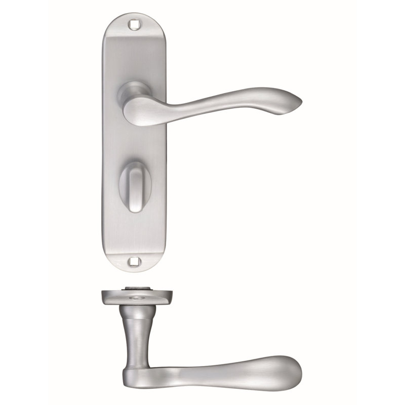 Zubac Bathroom Door Handle, Satin Chrome