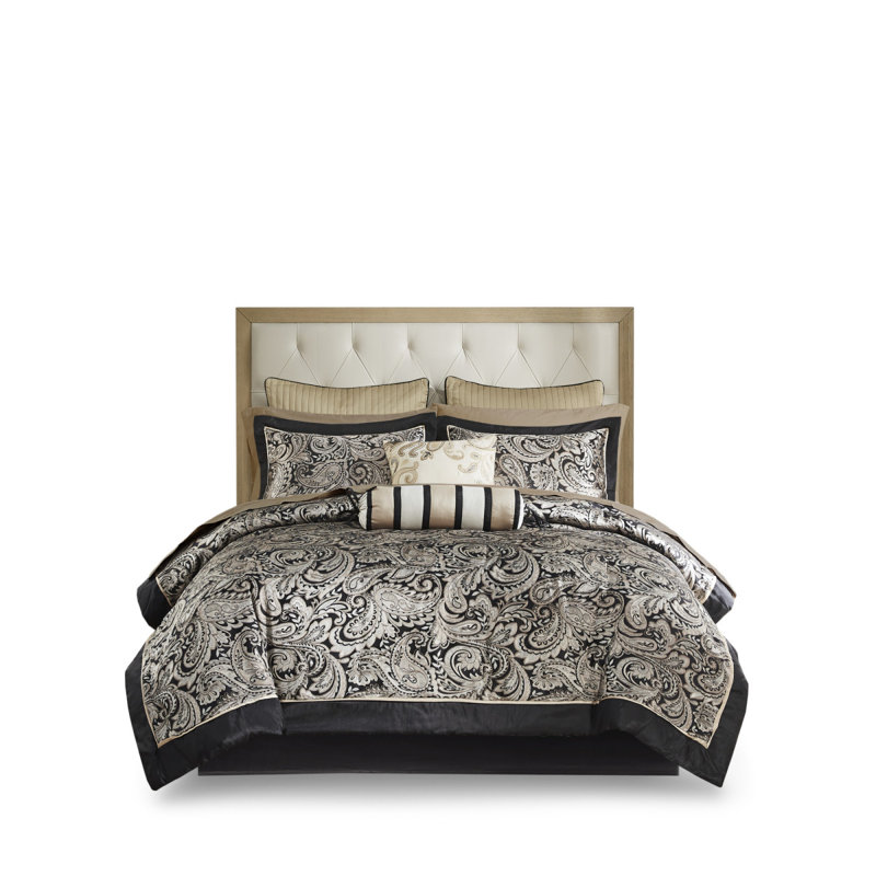 Bedding, King Comforter + 11 Additional Pieces, Black