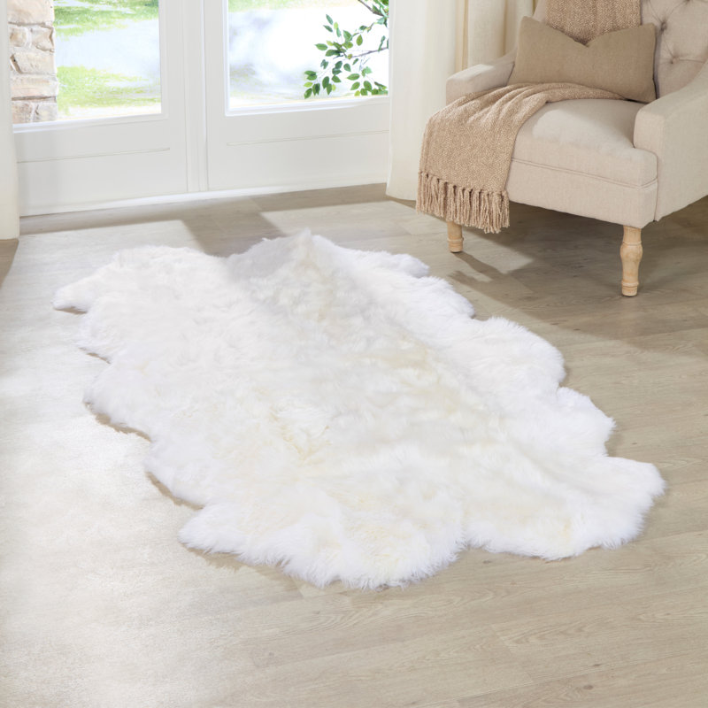 Ordonez Solid Colour Sheepskin Hand Woven Area Rug, Novelty 120 x 240cm