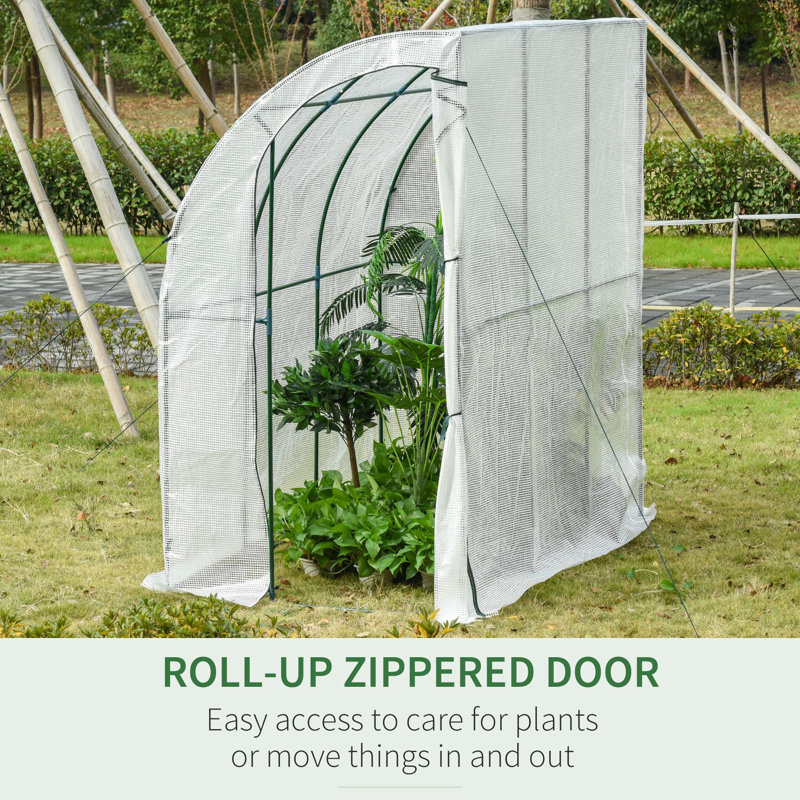 Outsunny Compact 7'x4' Lean-To Greenhouse with PE Cover and Roll-Up Door