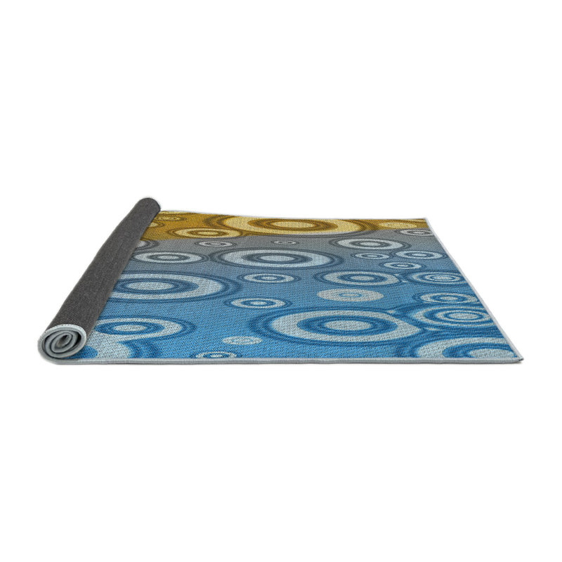 Tapis bleu/jaune tissé à la machine, Rond 6 pi