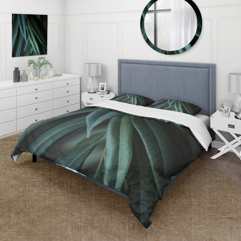 Feuilles tropicales vert foncé - Ensemble de housse de couette tropical - Polyester en microfibre