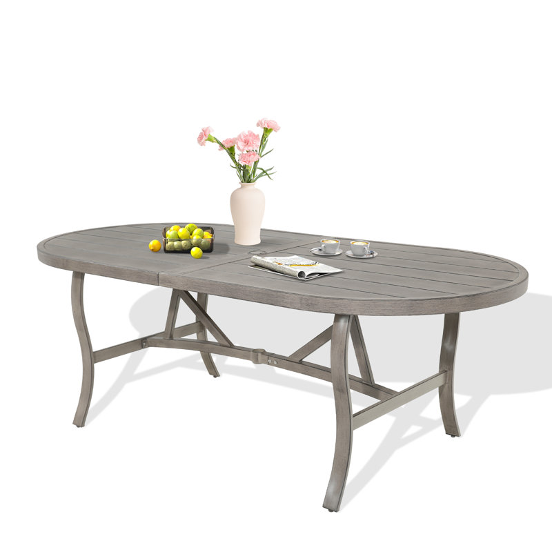 Table de salle à manger en métal avec trou pour parasol