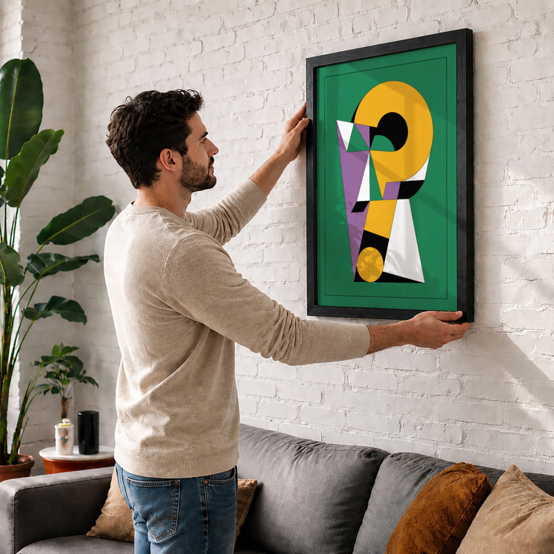 Constructivist Letterforms Geometric - Framed Print, A2 - 59.4 x 42.0 cm, Oak