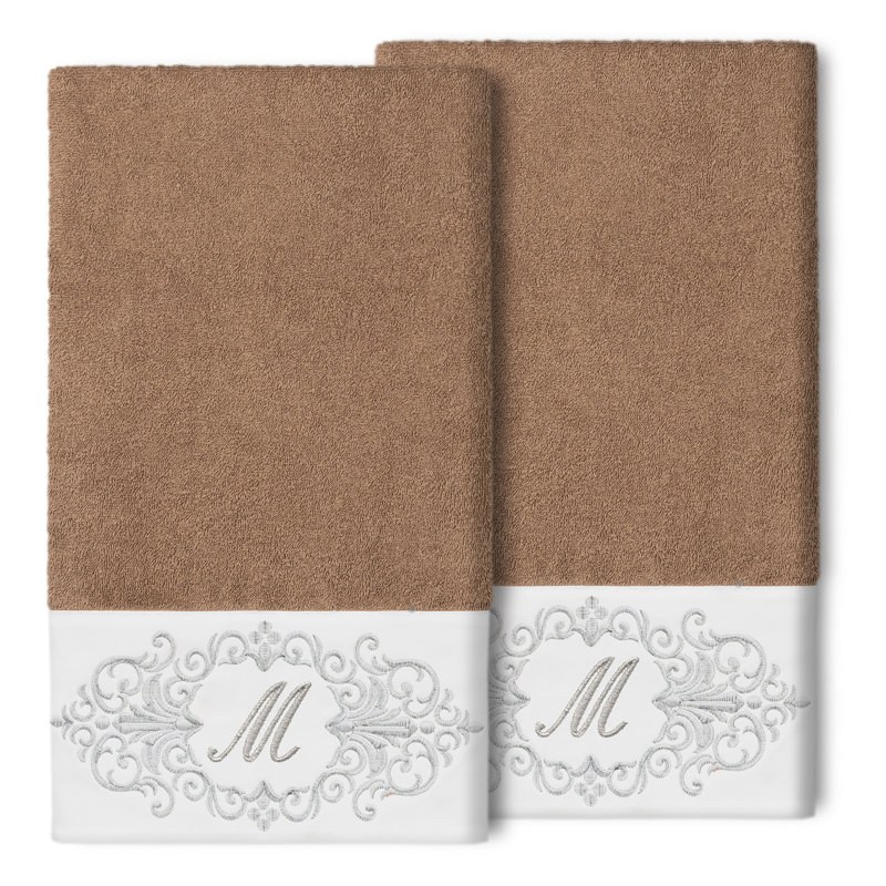 Ensemble de serviettes de bain 2 pièces en coton Monica, Latte, M