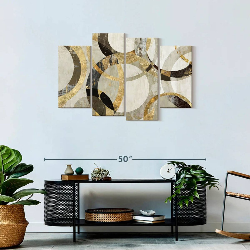 Overlaps Wall Art Multi Piece Canvas Print On Canvas 4 Pieces Set, 43" H x 27" W x 1.25" D