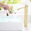 Robinet de salle de bain contemporain à motif géométrique en or brossé pour robinet de lavabo à cartouche pour hôtel-122074366