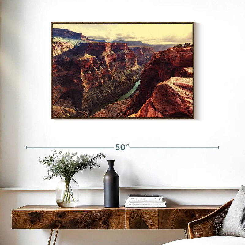 Superbe vue sur le Grand Canyon, 37 po x 25 po, Cadre flottant noyer