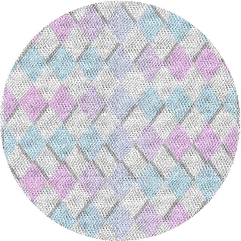 Tissé à la machine à la machine à partir de laine et de polyester rose/bleu Tapis décoratif, Rond 4 pi