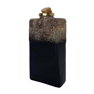 Sculpture bouteille en verre Shia avec couvercle en pierre zéolite