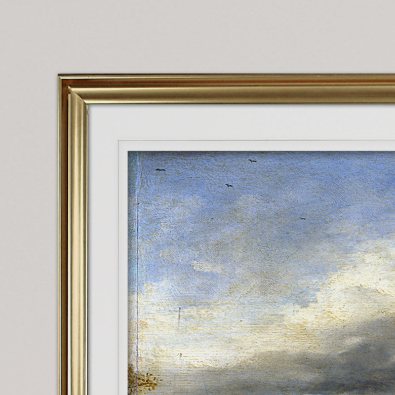 «Two Vedettes on The Watch by a Stream», impression, H 24 po x l 32 po x P 1,5 po, Cadre doré, Blanc mat