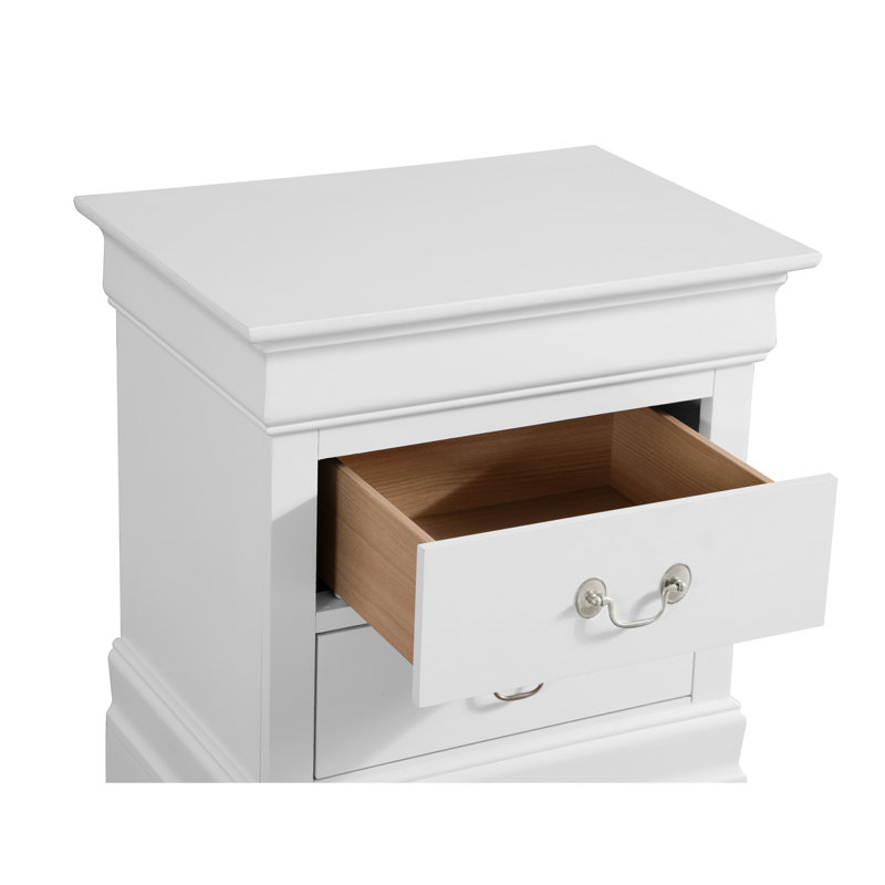 Table de chevet 2 tiroirs Aaleiyah, Blanc