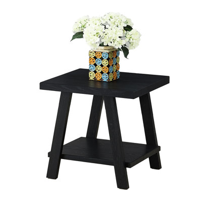 Contemporary Style End Table In Black - Hard Wood Veneer Top & Ample Shelf Space Appeal With Stable Extra