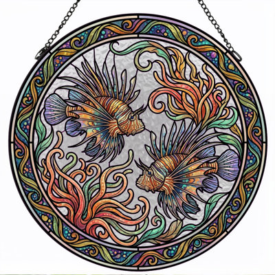 Stained Glass Stained Glass Window Panel，7.8H