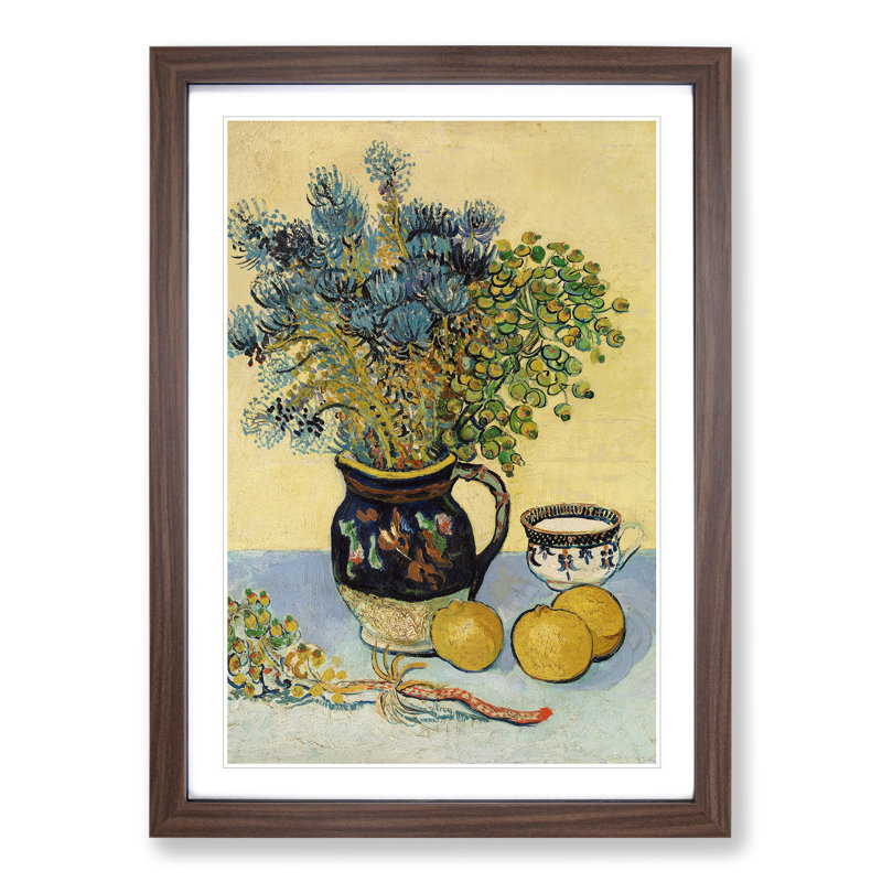Flowers and Lemons by Vincent Van Gogh - Framed Print, 36cm H x 27cm W x 2cm D, Walnut Framed
