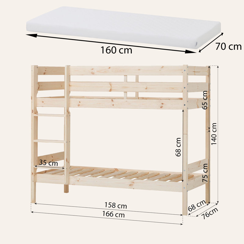 ECO Comfort Bunk Bed, European Toddler (70 x 160cm)