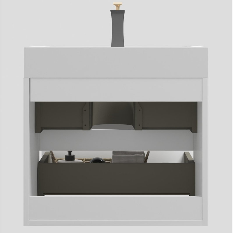 Ensemble de meuble-lavabo à rayures avec lavabo Zyaire
