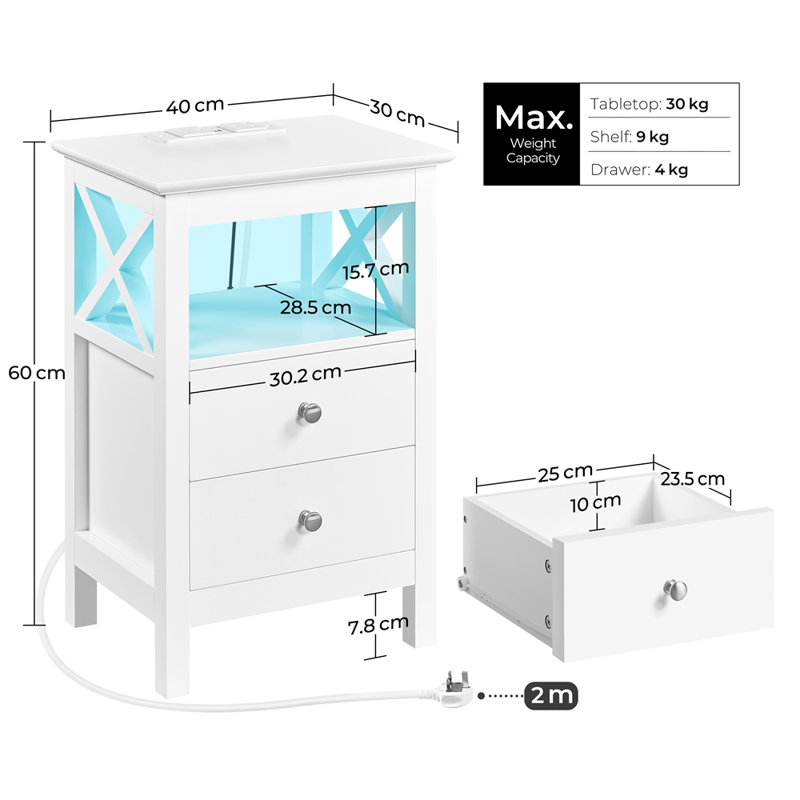 40cm W Manufactured Wood Bedside Table