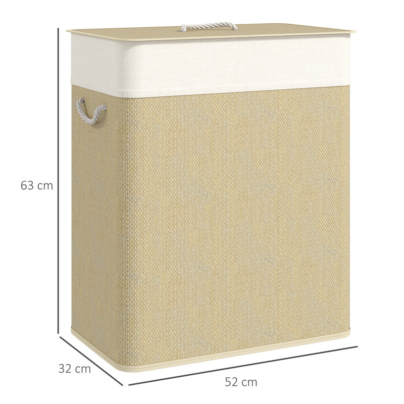 Bamboo Laundry Hamper, Cream White