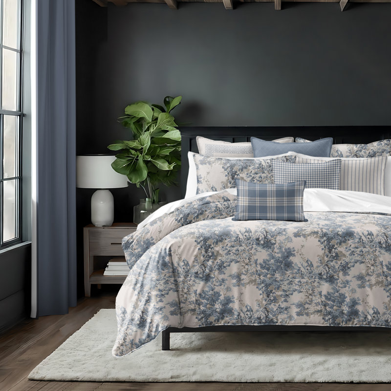 Dolce  Blue Fog Cotton Coverlet Set  8 Piece, Super King Coverlet + 7 Additional Pieces