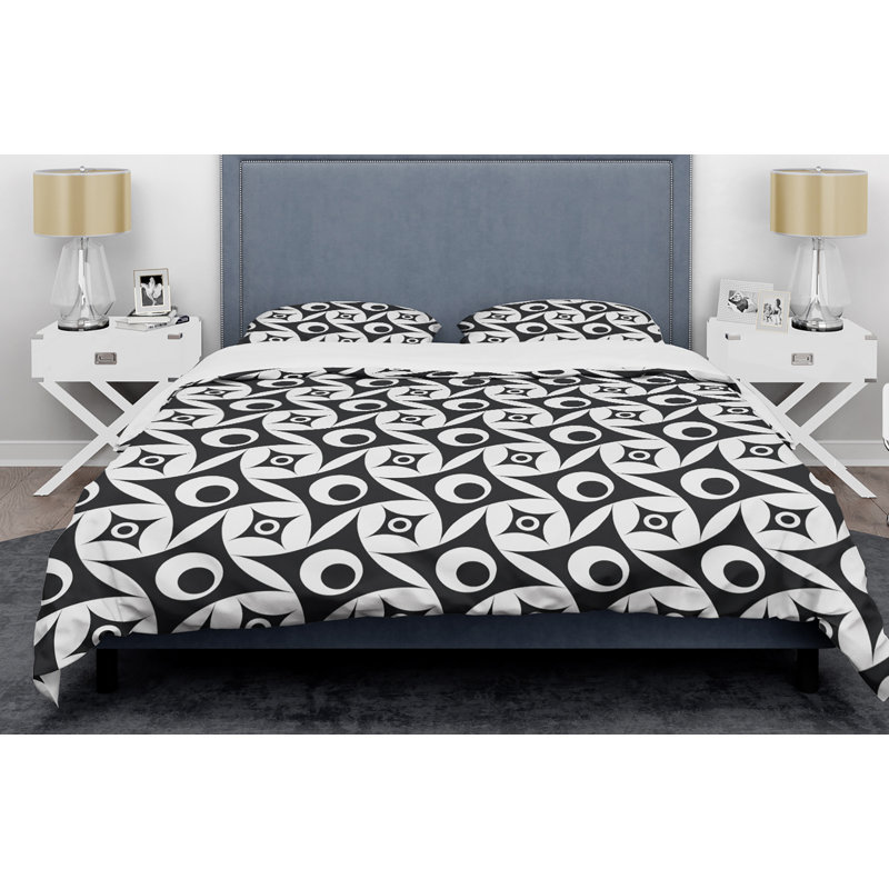 Ensemble de housse de couette monochrome Mid-Century, Twin Duvet Cover + 2 Shams