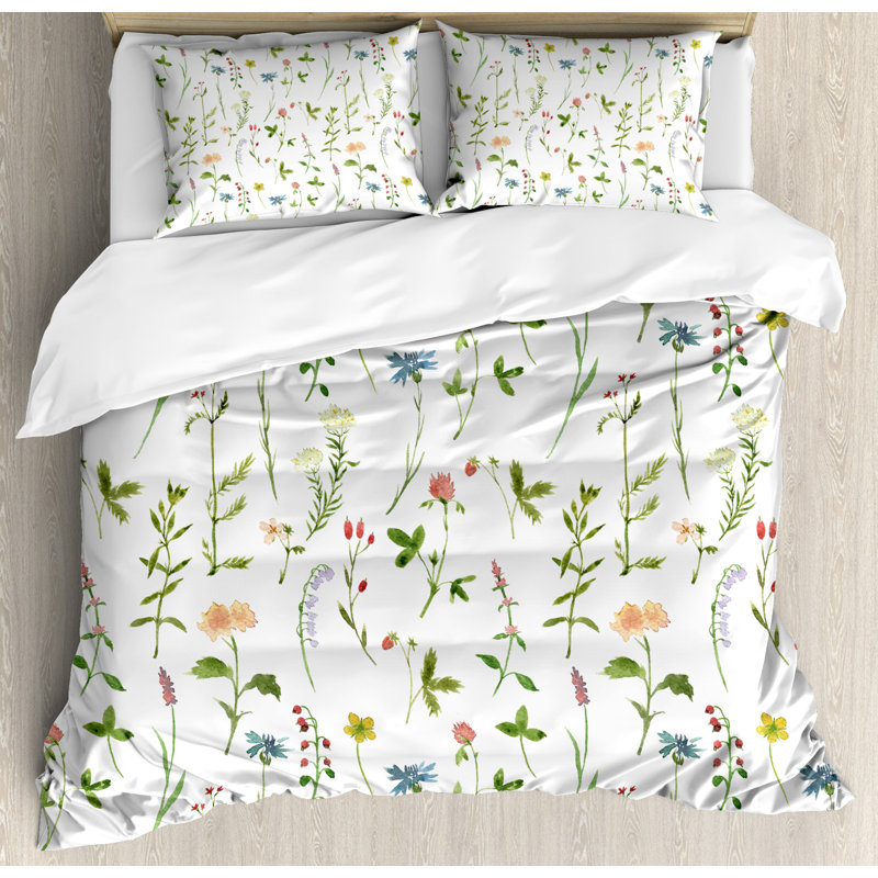 Floral Traditional Polyester Duvet Cover, King Duvet Cover + 2 Pillow Sham, Floral 2