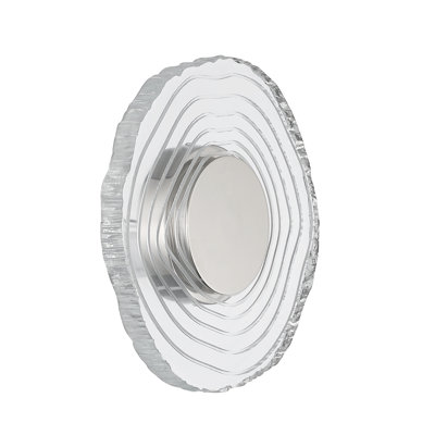  Luminwood Integrated LED 12in Wall Sconce in Polished Nickel with Wood-Pressed Clear Resin