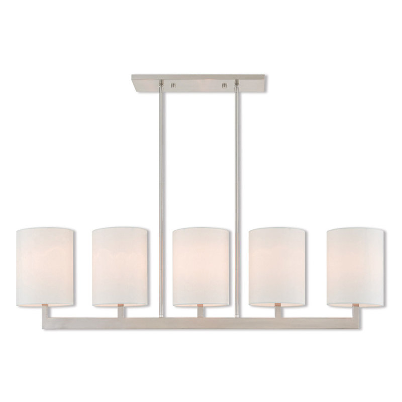 Lustre classique à 5 lumières avec abat-jour, Nickel brossé