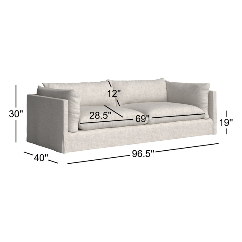 Habitat Sofa, Valley Nimbus Beige Linen, 96.5" W x 40" D x 30" H