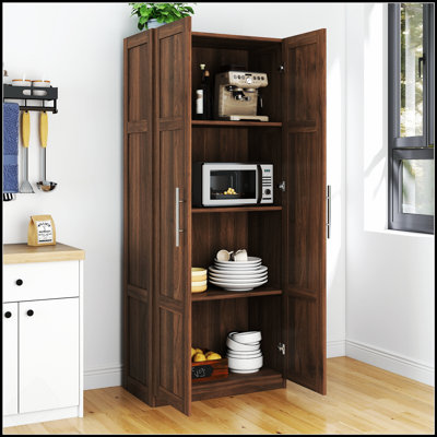 Versatile Kitchen Pantry Cabinet With 2 Doors And 3 Adjustable Shelves, Ideal For Efficient Storage In Any Room