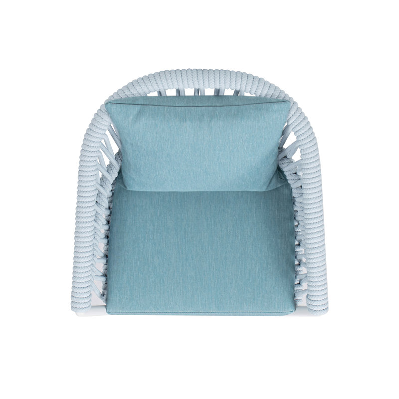 Sky Blue Aluminum Rope Outdoor Dining Chair with Cushions, Set of 2