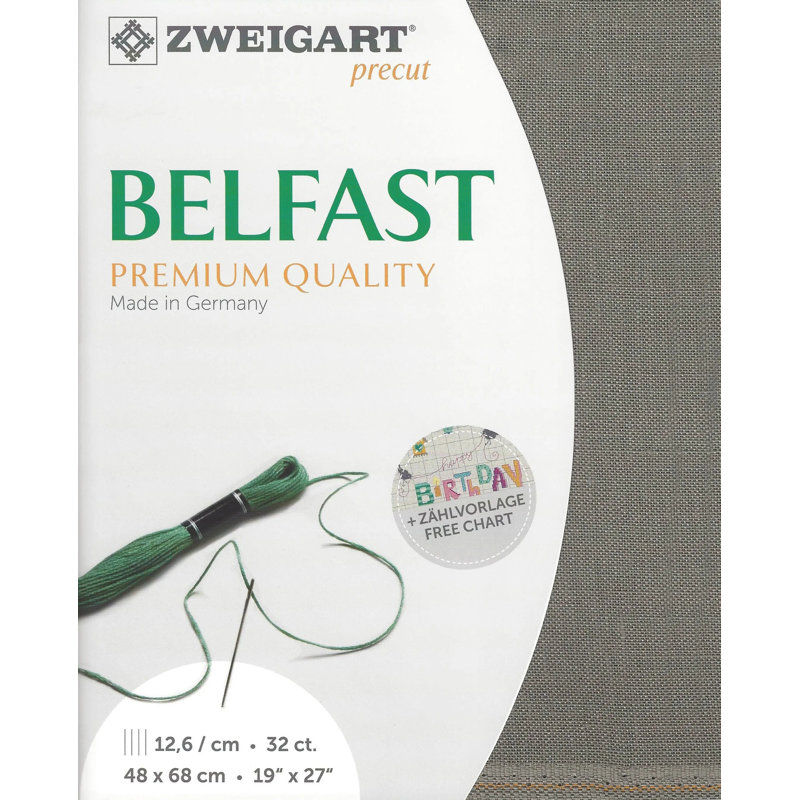 Tissu de Belfast prédécoupé Granit 32 fils/cm de Zweigart 3609/7025