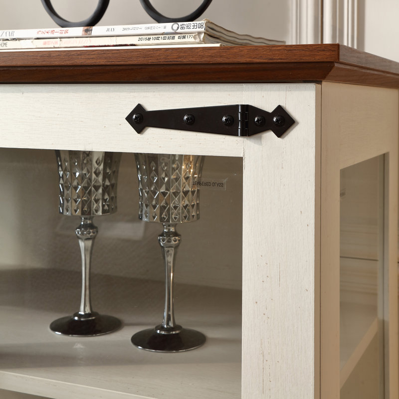 31.5'' Buffet Cabinet with Glass Doors for Nice Display, Small Coffee Bar Cabinet , Modern Sideboard Buffet for Kitche.