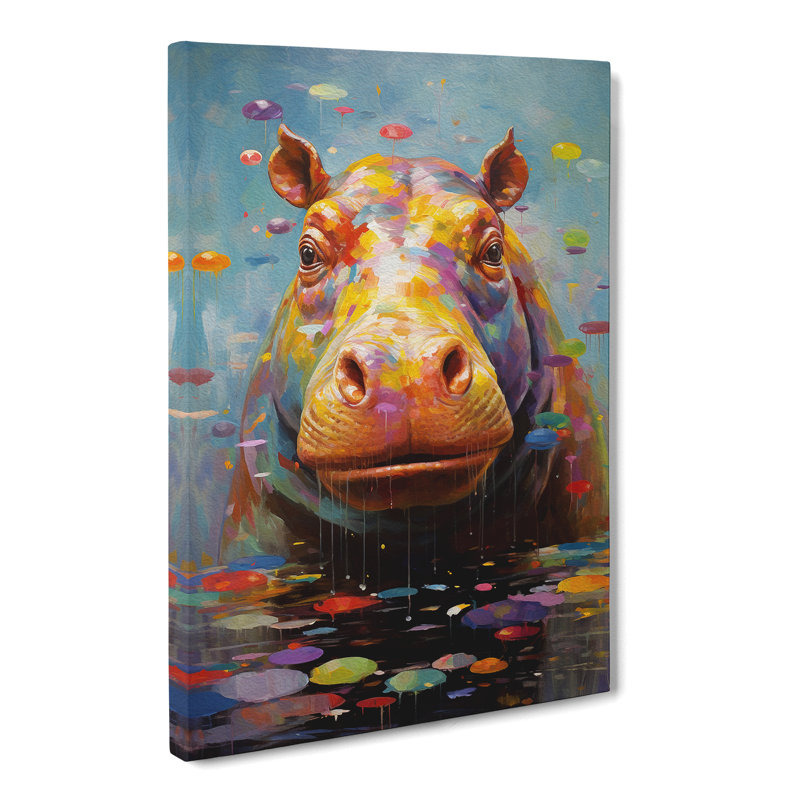 Hippo Dadaism - No Frame Art Prints - Wrapped Canvas, 60cm H x 40cm W x 3cm D