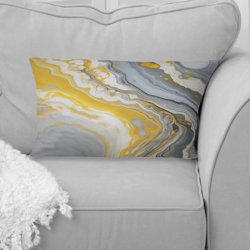Coussin décoratif à imprimé abstrait gris gris et marbre